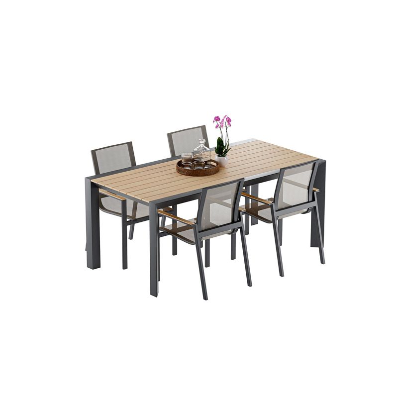 Zestaw jadalniany ogrodowy BELLANTI Verona Luna 4-osobowy Dark Grey - aluminiowy stół z blatem teak i krzesłami 1 szt.