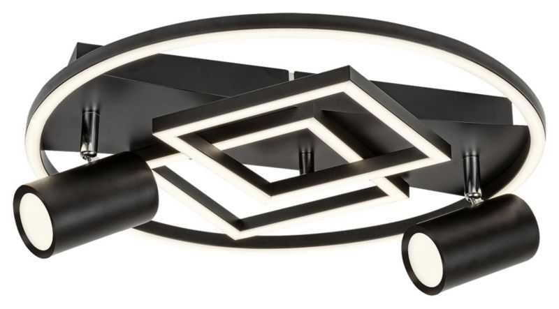 Lampa sufitowa wisząca Rabalux Aztec czarny matowa-biała wym: 13 x 39,5 x 39,5 cm wbudowany LED 40W 1 szt.