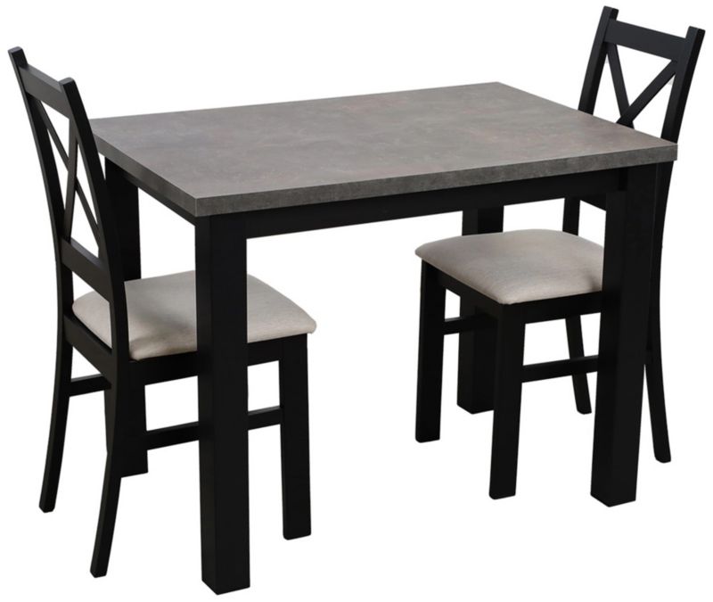 Zestaw stół 100x70 z 2 krzesłami Bonni M004-2 Czarny/Beton 1 kpl.