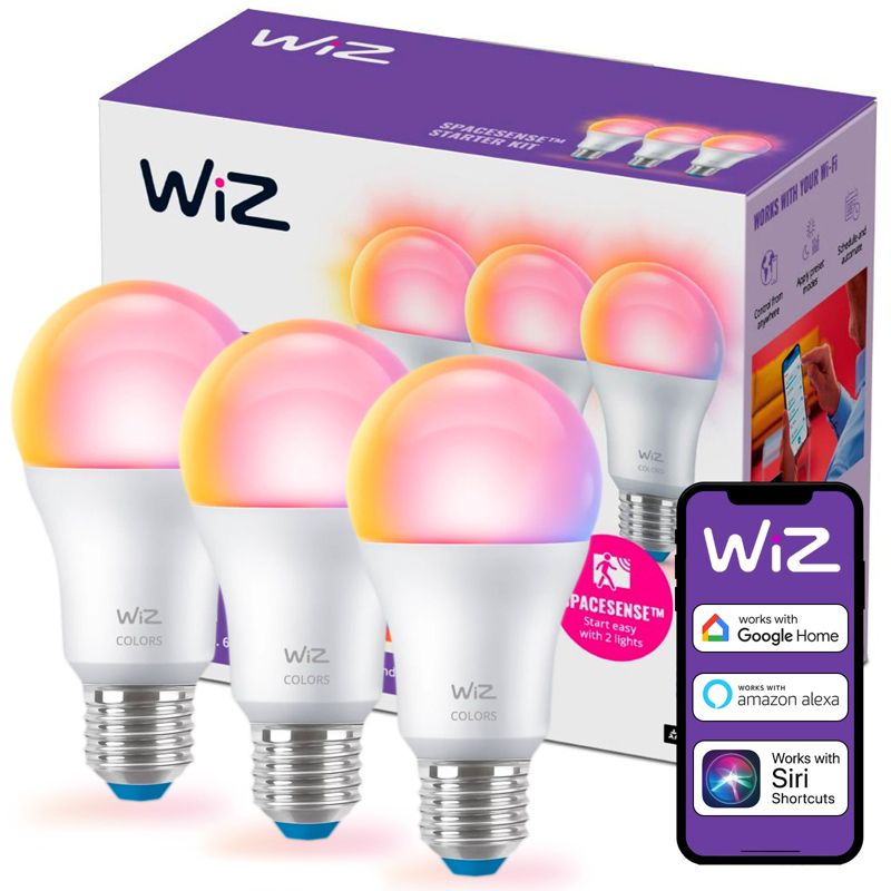 Żarówka LED WiZ E27 A60 8.8W 806lm 2200-6500K RGB TW Inteligentna Smart WiFi Bluetooth Aplikacja 3 szt.
