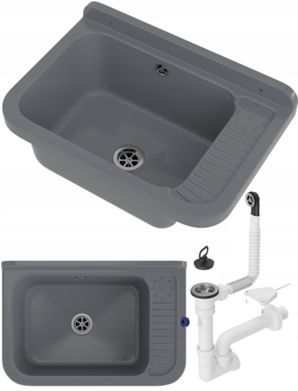 Zlew gospodarczy szary Granitan polo syfon 1 szt.