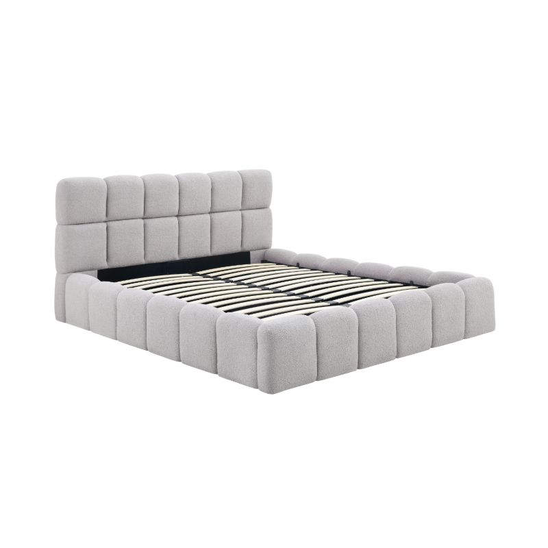 Łóżko Mebel Elite MURCJA 160x200 Tapicerowane Dwuosobowe Do Sypialni Baranek Szary 1 szt