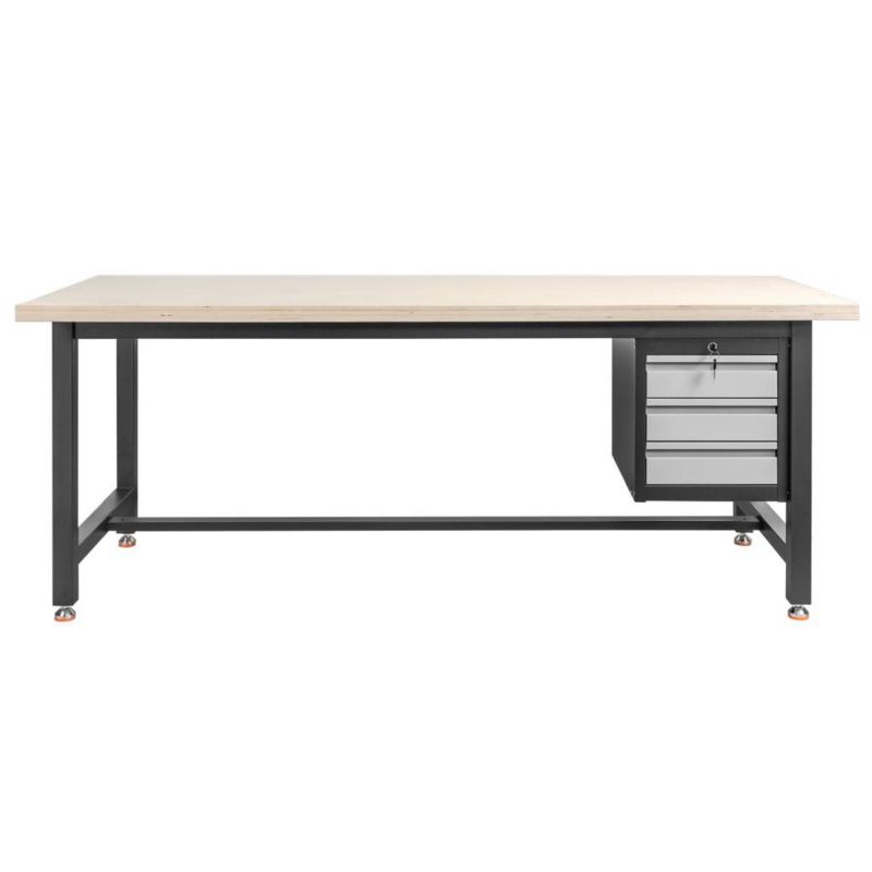 Stół warsztatowy Mega-M z 3 szufladami 200x75x80cm grafitowy 1szt.