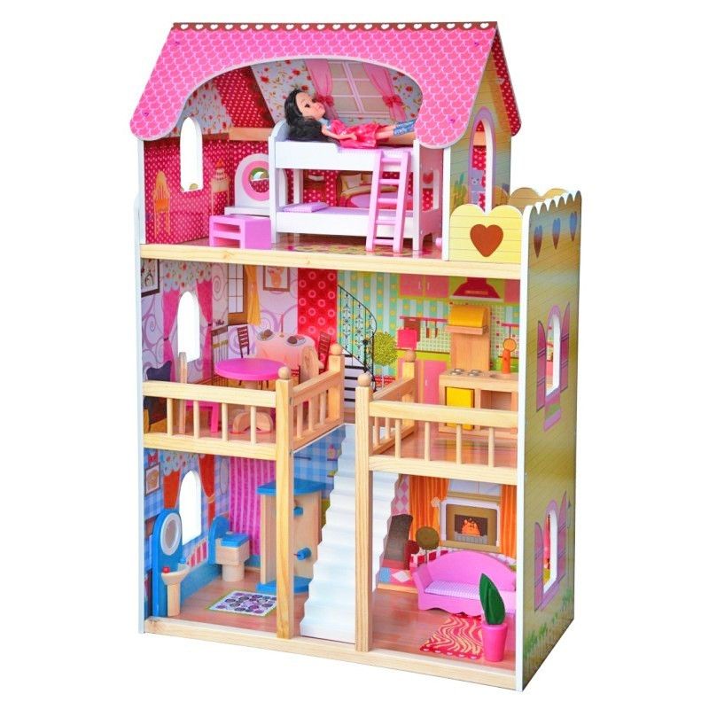 Drewniany domek dla lalek 4iQ Group Lena 1szt.