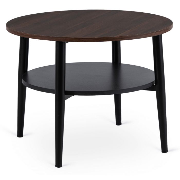 Stolik Kawowy Paulo 60 cm Mebel Elite Okrągły Orzech/Czarny 1 szt