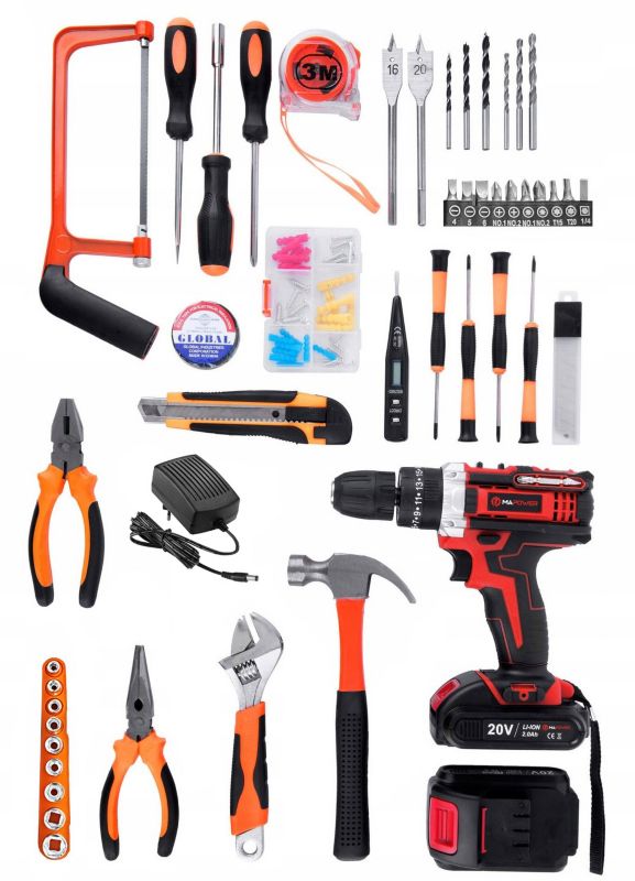 Wiertarko-wkrętarka udarowa MAPOWER zestaw narzędzi w walizce 2xaku 1 kpl.