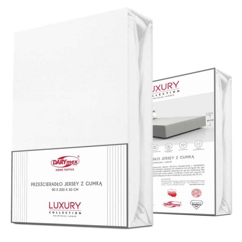 Prześcieradło jersey z elastanem z gumką Darymex 140x200 kolor biały 1 szt.