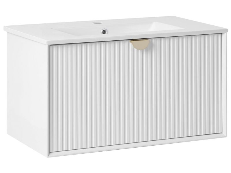 Szafka łazienkowa wisząca z umywalką Bonaire 80 cm Biały 1 szt.