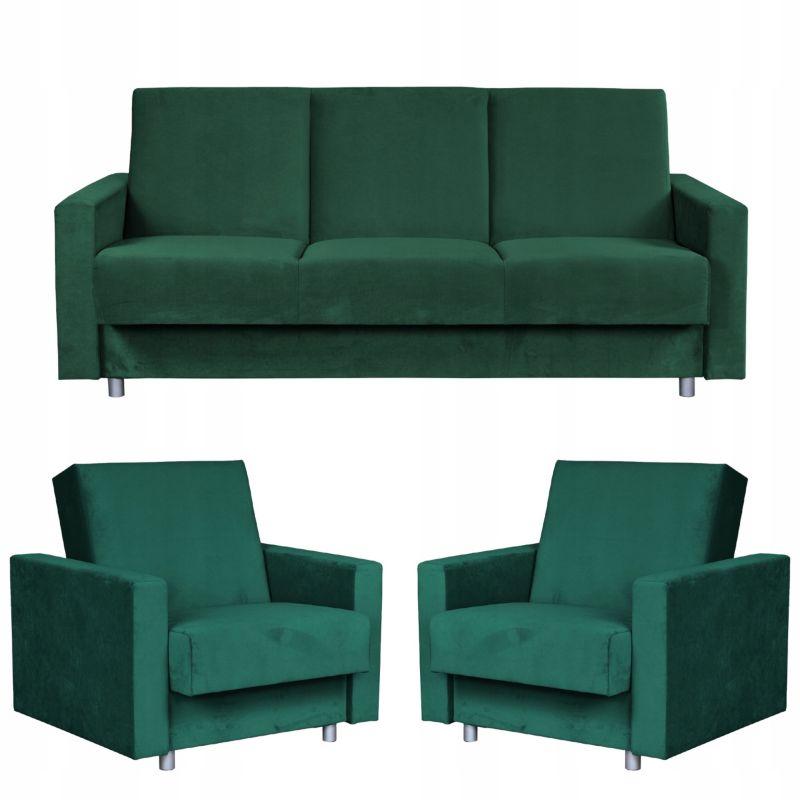 Zestaw mebli do salonu kanapa fotele Family Meble Alicja zielony 1szt