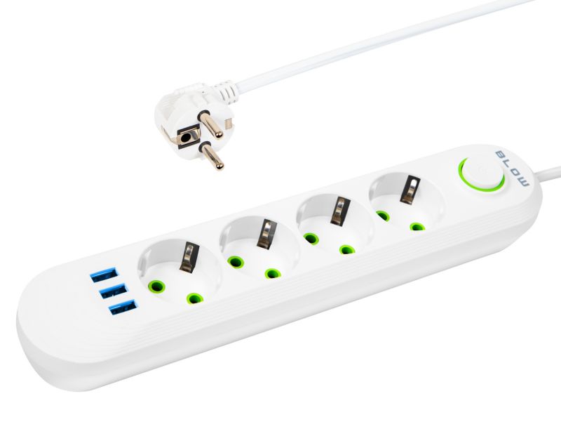 Przedłużacz BLOW listwa zasilająca włącznik 3x USB 4 gniazda 5m 1 szt.