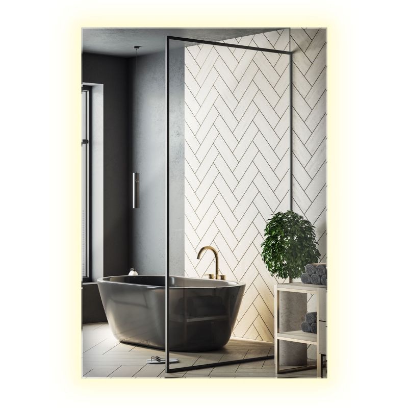 Podświetlane Lustro Dekoracyjne Wallfluent 100 cm x 70 cm Prostokątne Neutralne Światło LED 1 szt.