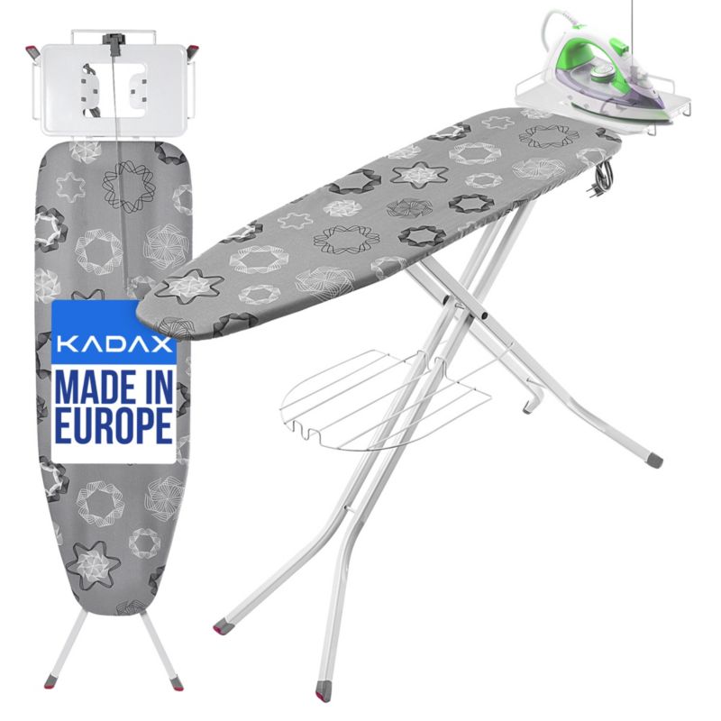 Deska Do Prasowania KADAX 120x38cm szeroki Blat Składana Uchwyt Na Żelazko 1szt.