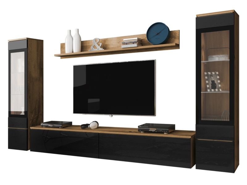 Meblościanka MIRJAN 24 Vera II wotan / czarny połysk 1 kpl.