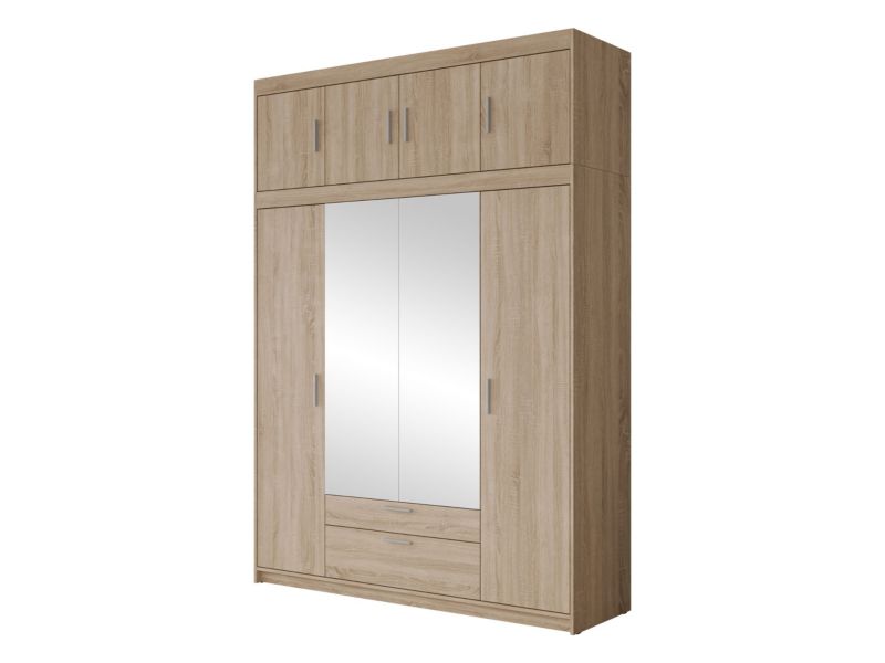 Szafa z lustrem i nadstawką MIRJAN 24 Elena 4D dąb sonoma 1 szt.
