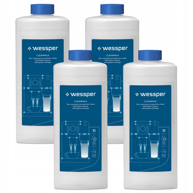 Płyn do czyszczenia, Wessper, do systemów mleka w ekspresach do kawy, uniwersalny, 1L, 4szt
