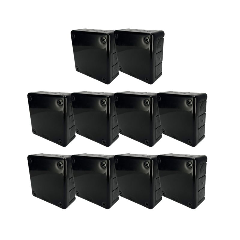 Puszka natynkowa EDO hermetyczna 98x98x42mm 12-wlotowa, z dławikami gumowymi, IP55 zamknięcie "na wkręty", czarna 10szt.