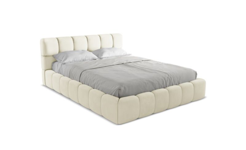 Łóżko LaMiaSofa Nalu z tkaniny szenilowej 160x200 beżowy 1 szt.