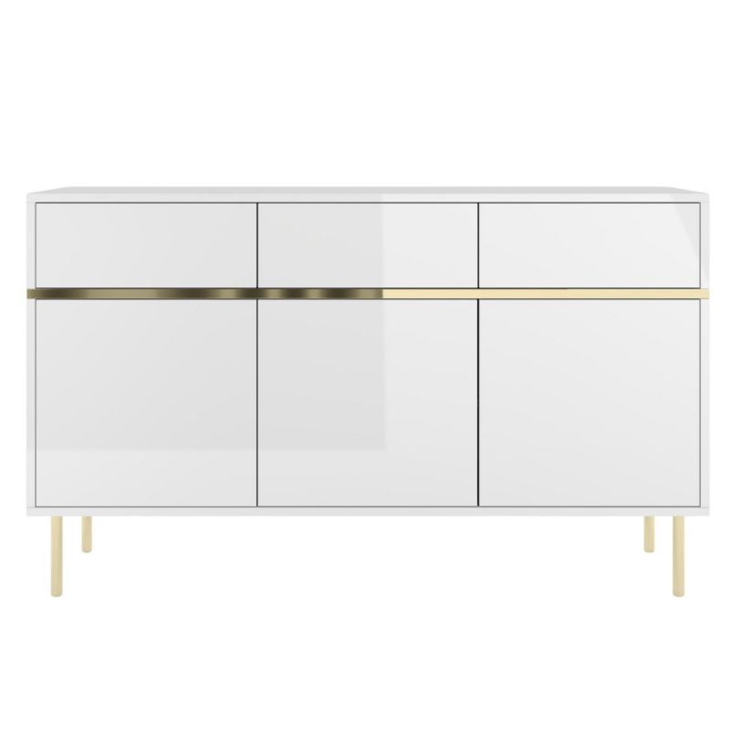 Biała komoda Dancan MARIKA ze złotymi dodatkami 1 szt.