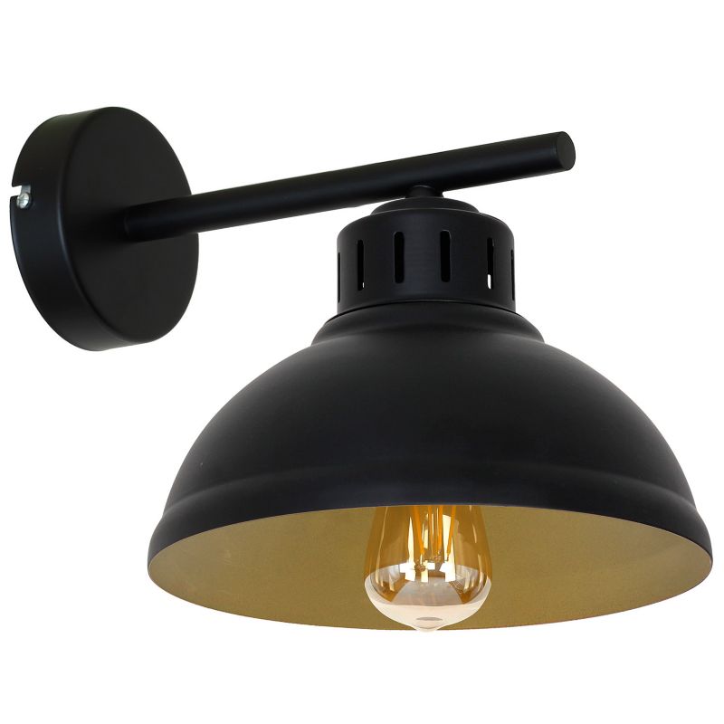 Kinkiet ścienny Luminex Sven czarny mat-złoty mat 1 x E27 x 15W IP20 wym: 21 x 21 x 26 cm - 1 szt.