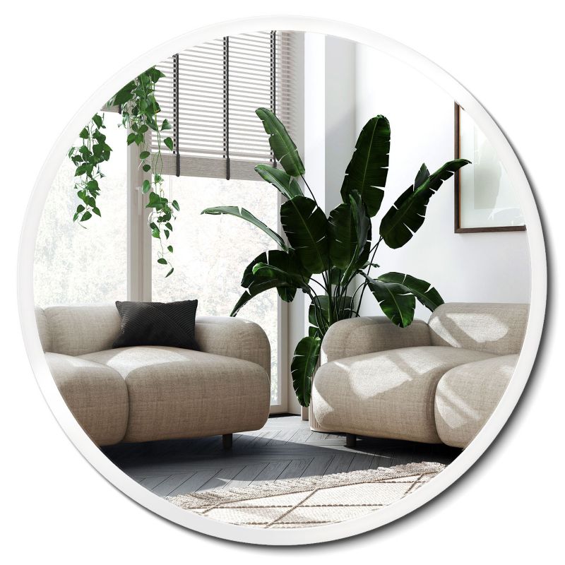 Lustro Okrągłe Ścienne Wallfluent 60 cm w Białej Ramie 1 szt.