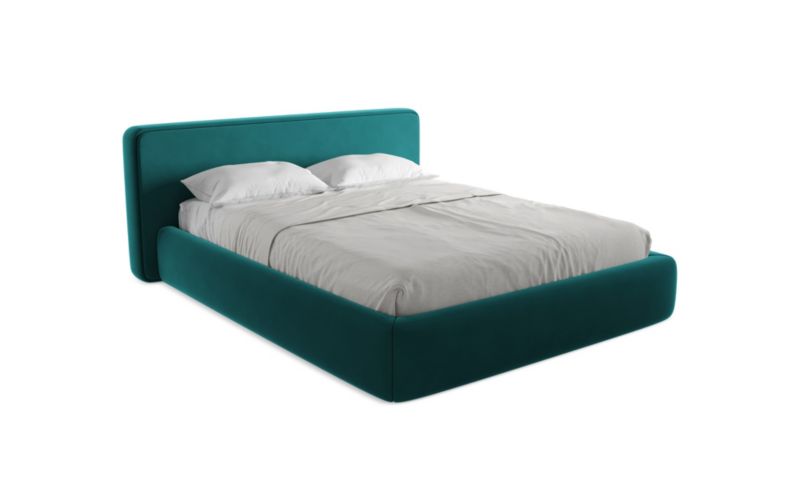 Łóżko LaMiaSofa Kiana z weluru 160x200 morski 1 szt.