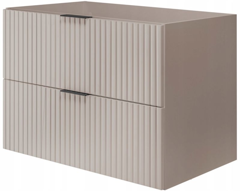 Szafka łazienkowa Furnidea 80 cm wisząca ryflowana 2 szuflady kaszmir mat Flow 1 szt.