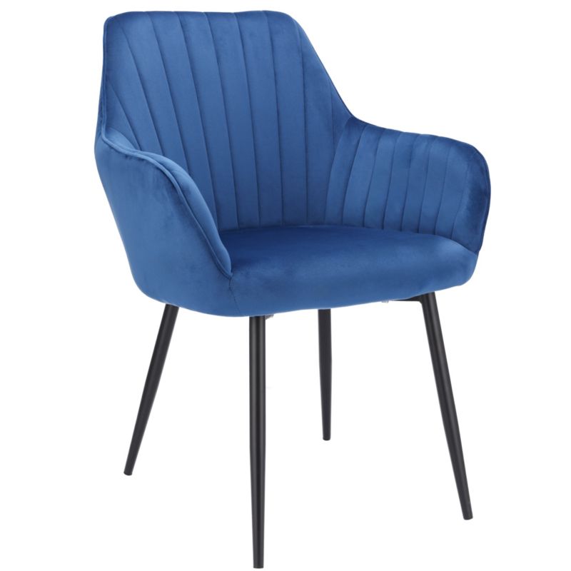 Krzesło tapicerowane JUMI niebieskie welurowe do jadalni salonu 1 szt.