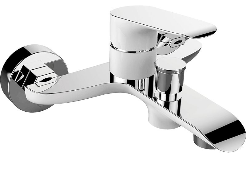 Bateria wannowa Laveo ścienna Alea biały/chrom 1 szt.