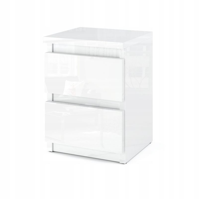 Szafka Nocna Stiv-Meble 2 Szuflady 30 Cm Stolik Cały Biały Połysk 30X30X40 Cm 1Szt.