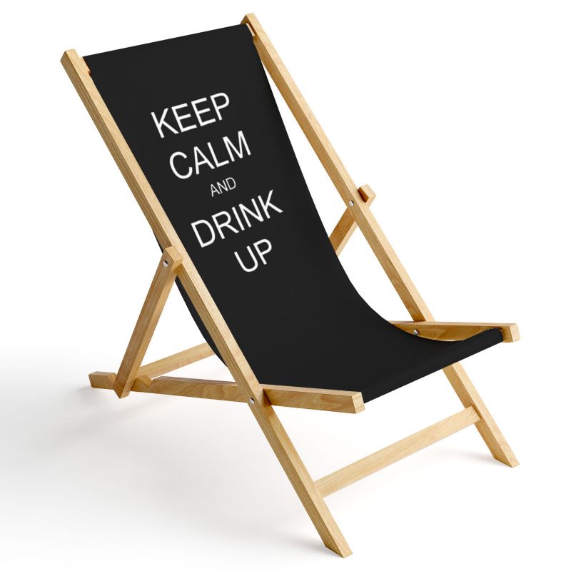 Leżak ogrodowy Ferocity drewniany składany Keep calm 1 szt.