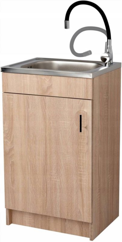 Szafka Kuchenna Stamar Sonoma 500 x 400 mm Zlew Bateria Czarna Elastyczna Syfon 1 szt