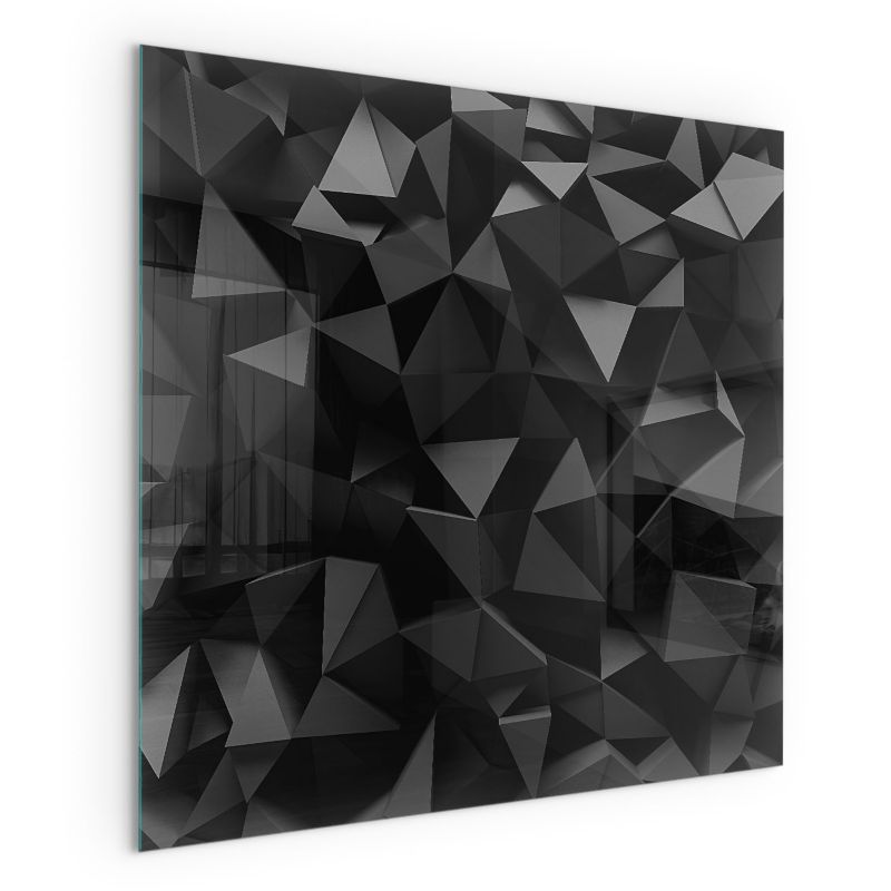 Szklana Podkładka Pod Kominek Kwadrat Wallfluent 60x60 cm Geometryczny wzór 3D 1 szt.