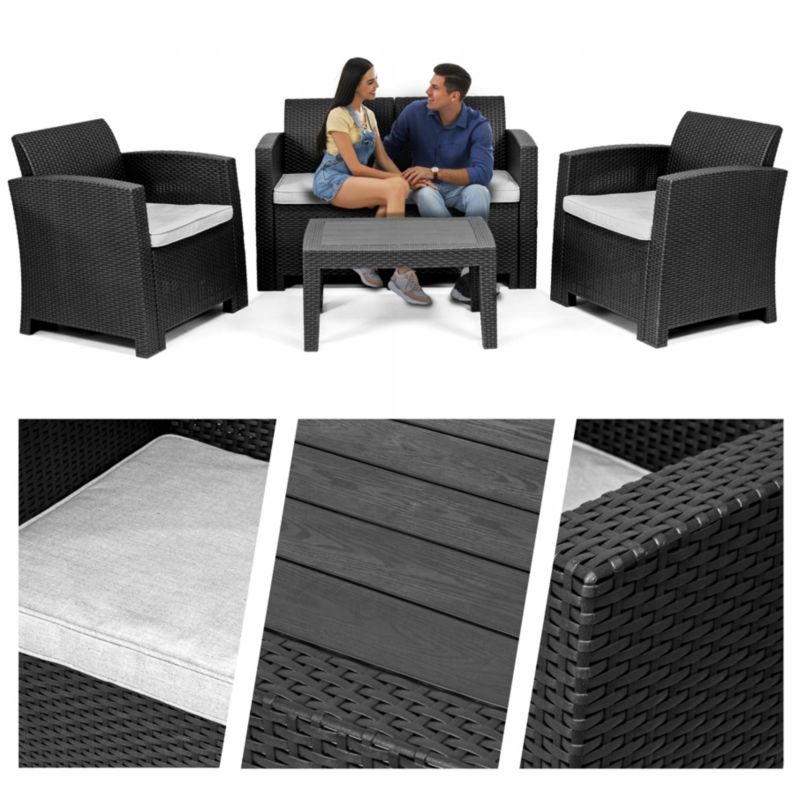 Zestaw mebli ogrodowych Sapphire Boston 4-osobowy fotele sofa stół kpl