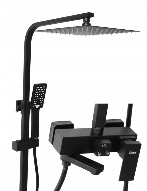 Zestaw prysznicowy natynkowy Estiva TEON Black czarny 1 kpl