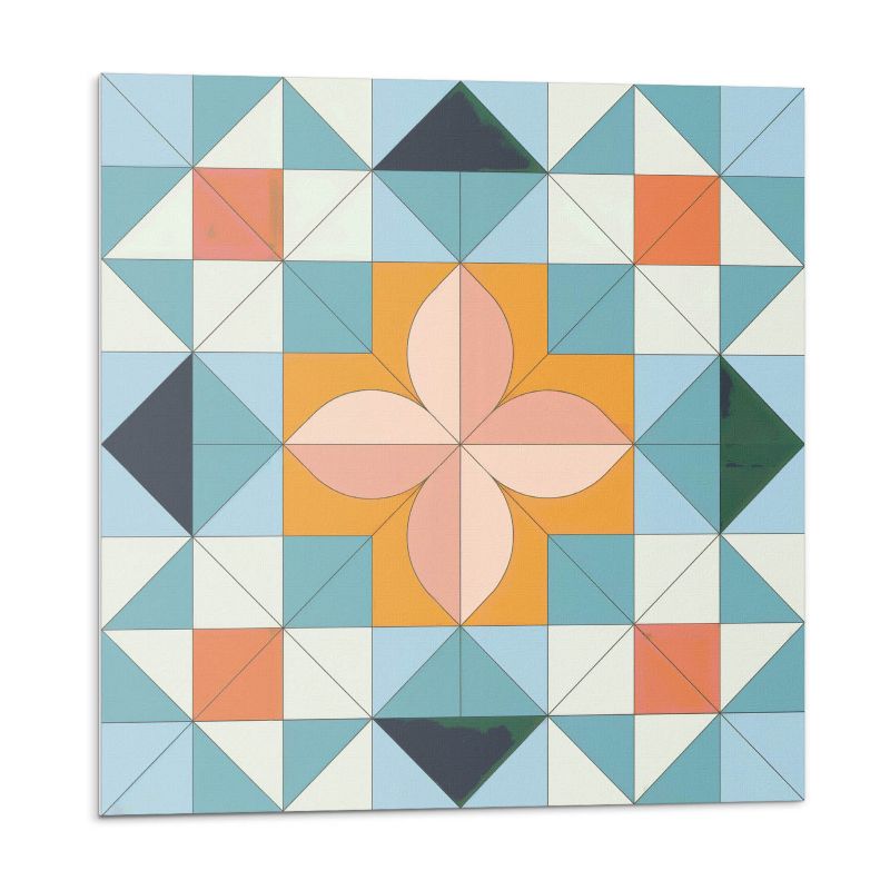 Kafelki samoprzylepne Wallfluent 50x50 cm Geometriczny design z akcentem kwiatu 4 szt.