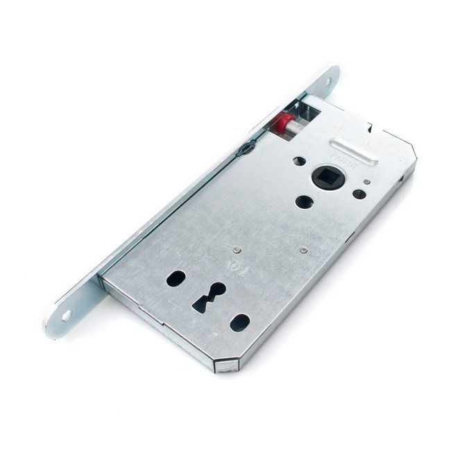 Zamek wpuszczany Gerda 90 mm na klucz ocynkowany srebrny