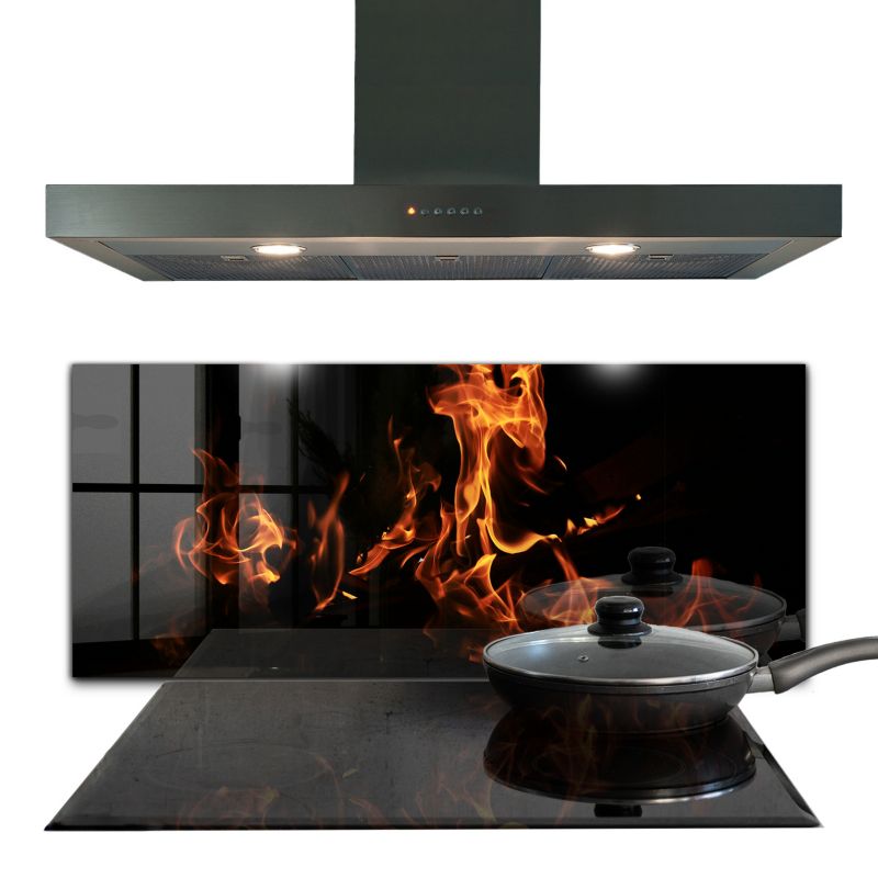 Osłona kuchenna do kuchni Wallfluent 125x50 cm Płomienie Ognisko Szklany 1 szt.