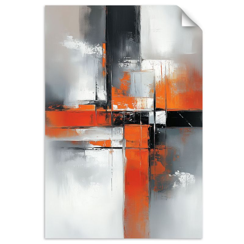 Naklejka samoprzylepna Feeby Abstrakcja Szary beton Pomarańczowy 80x120cm 1szt