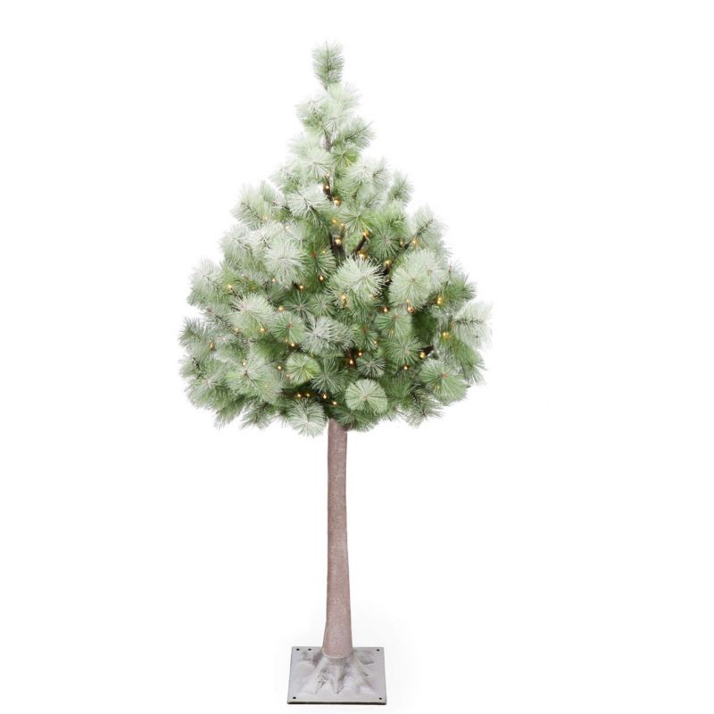 Drzewko świąteczne Springos 150 cm z oświetleniem LED choinka na pniu ośnieżona 1 szt.
