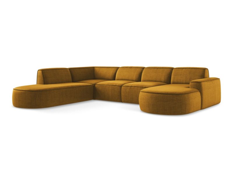 Sofa modułowa panoramiczna LaMiaSofa MELISSA z tkaniny strukturalnej 364x262 cm musztardowy 1 szt.