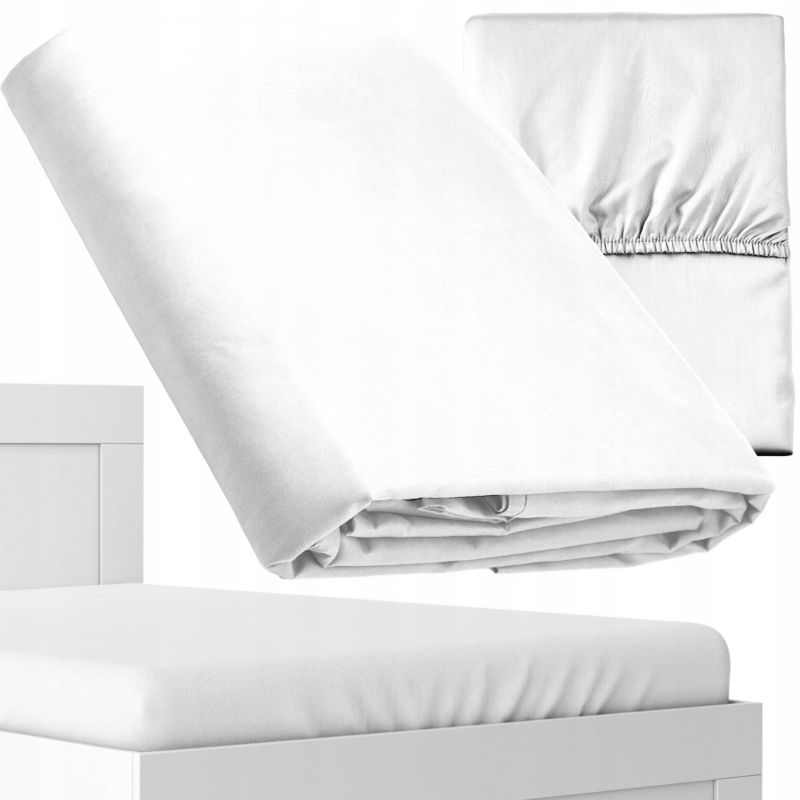 Prześcieradło z gumką Detexpol 220x200cm satynowe mikrofibra białe 1 szt.