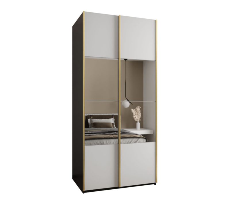 Szafa przesuwna Abiks LUX 4 wysoka szer.100cm czarny/biały/złoty 1szt.