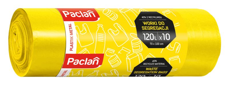 Worek do segregacji plastiku 120 l żółty 10 szt.
