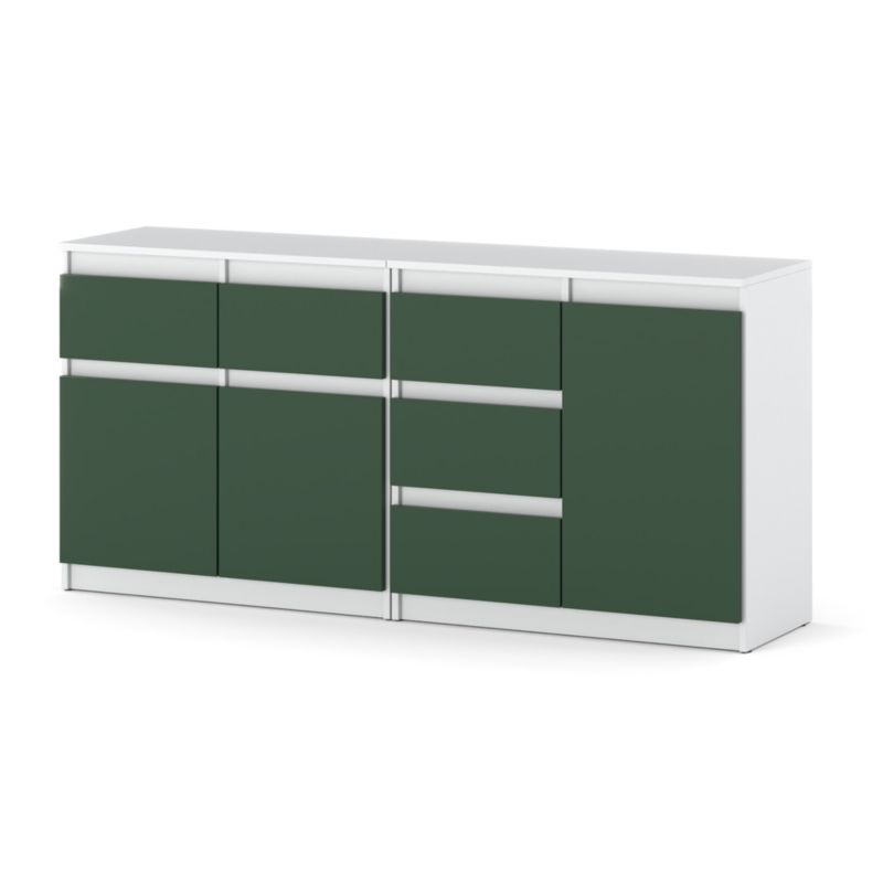 Komoda Hurtownia-Mebli Szuflady 5 Agnolia Mini 160cm Biały Mat Butelkowa Zieleń 160x35x75 cm 1szt.