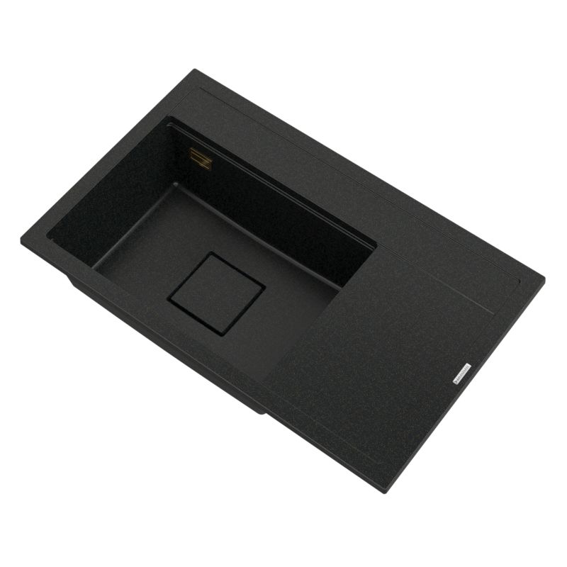 Zlew Granitowy Granitan Rendo Czarny Z Drobinkami Złota Granitowy Nowoczesny 1 kpl.