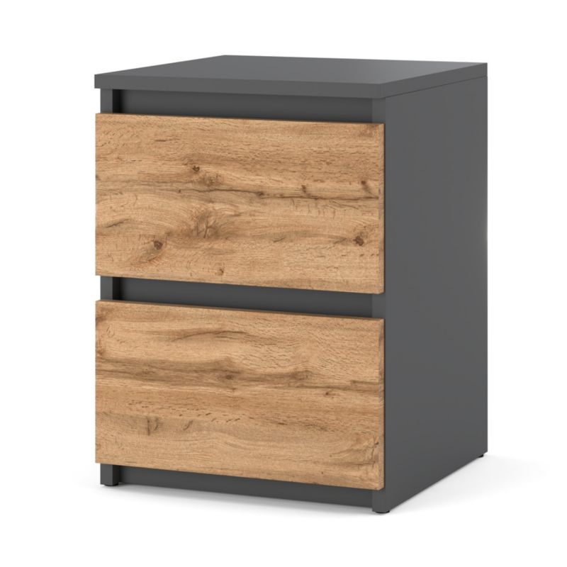 Szafka Nocna Hurtownia-Mebli Szuflady 2 Hugo 30cm Szary Mat Dąb Wotan 30x30x40 cm 1szt.