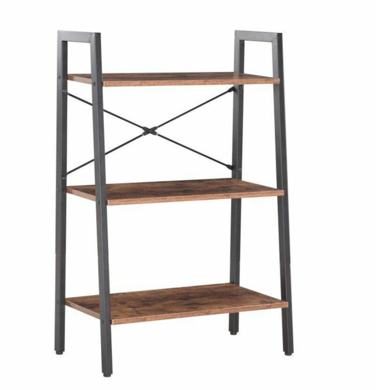 Regał na książki Rayburn industrialny 3 półki brązowy do salonu i biura INTESI 1 szt.