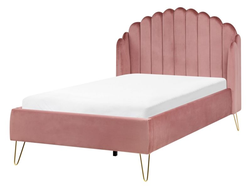 Łóżko Welur Ambillou 120 x 200 cm Różowy 1 szt.
