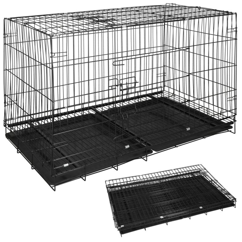 Klatka kennelowa dla zwierząt Springos kojec dla psa kota 100 x 70 x 60 cm L czarny 1 szt.