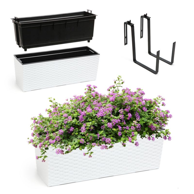 Doniczka KADAX Skrzynka Balkonowa Uchwyty 19x56cm Biała 1szt.